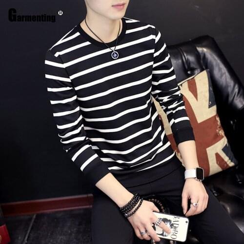 Plus SIze 3XL Mens Top clothing Leisure Basic Shirt Kpop Young Striped Blouse 2021 Spring Casual Pullovers Man Fashion Shirt