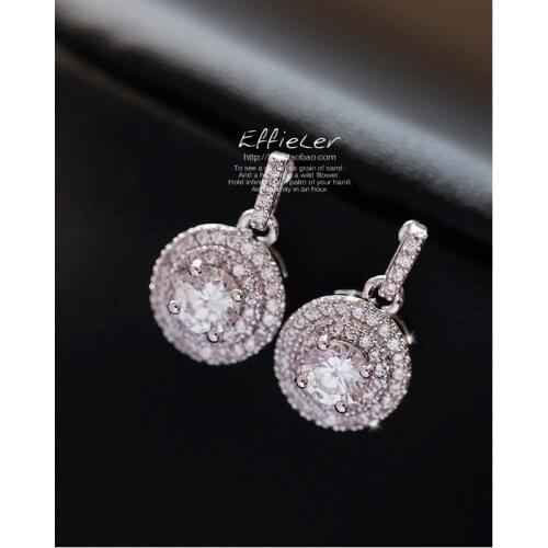New 925 silver pin Europe Crystal from Swarovskis new fashion creative cz Earrings classic retro micro set hot woman jewelry