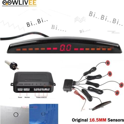 OOWLIVEE Universal Double Daul Parkronic LED Car Screen Parking Sensor 13mm Flat Sensors Black White Radar 4 Parking Accessories