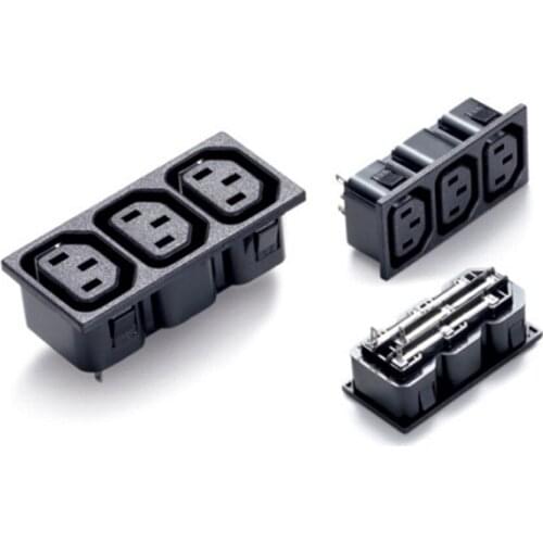 Wholesale ce 250v 10a IEC320 C13 C14 3 sprong AC PDU UPS 3way power outlet 3p electrical Panel Receptacle AC socket