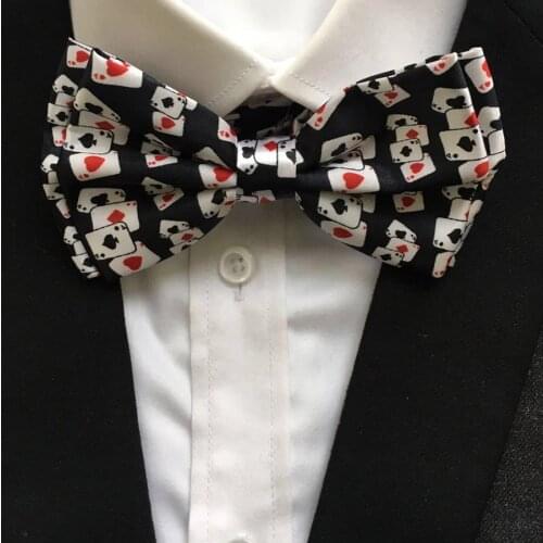 10 Pcs/Lot Wholesale Unique Designer Adult Men Poker Bowties Male Play Cards Pattern Printed Bow Ties Butterfly