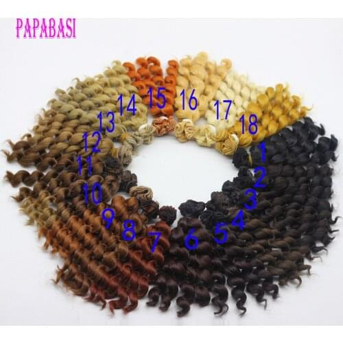 15x100cm DIY Brown Black Coffee khaki Color Curly Hair Wig Hairpiece for 1/3 1/4 1/6 BJD SD Dolls Making & Repair