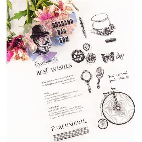 15.5x20cm gentleman series TPR Transparent Silicone Rubber Clear Stamps cartoon Scrapbooking/DIY Easter wedding album