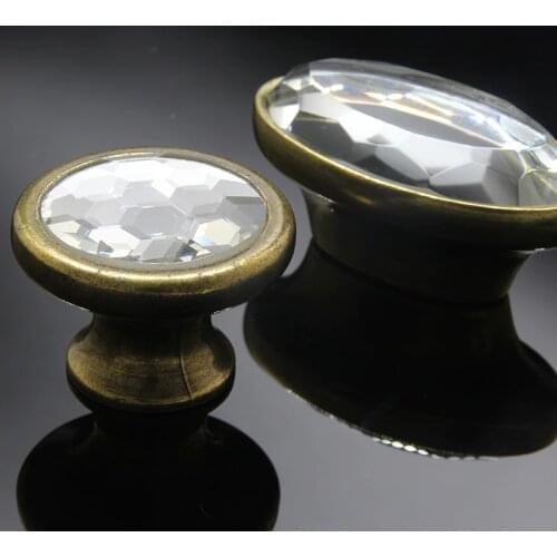Single Hole Cabinet Handle Door Handle Classic European Style Knob Copper Metal Crystal Furniture Pulls