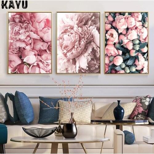 Scandinavian fashion poster rose flower feather nordic style wall art print on canvas modern painting living room decor picture