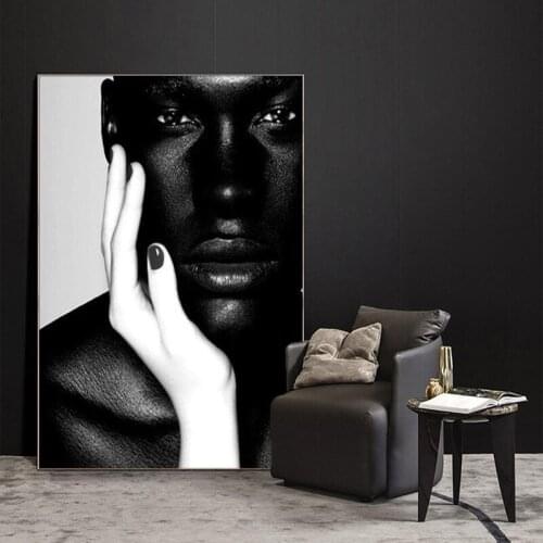 Modern Abstract Figure Canvas Painting Black White African Woman Poster and Prints Wall Art Pictures for Living Room Decoration