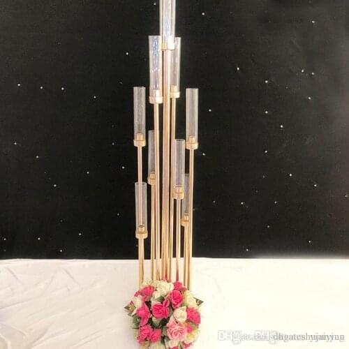 Wedding Event Decoration Iron And Glass Clear Table Center Pieces Display Wedding Sign Area Road Leader 10 Heads 8 Heads