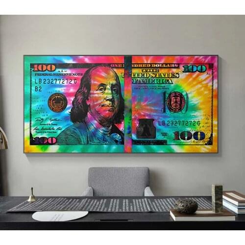 Street Graffiti Art Abstract 100 Dollars Canvas Painting Wall Art Posters Prints Wall Picture for Living Room Home Cuadros Decor