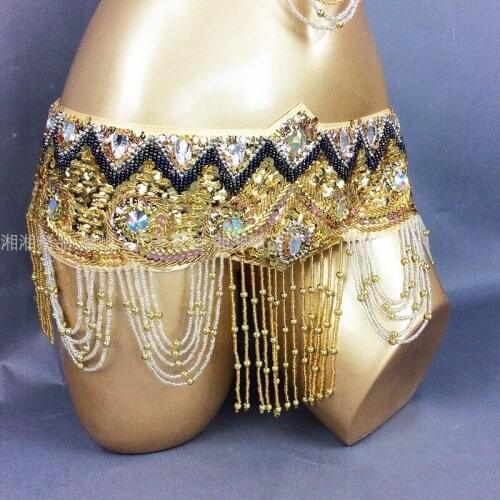 Good Quality Women Lady Belly Dance Costume Hip Scarf Indian Bellydance Tassels Belt Beading Sequins Wrap Chain 5colors DL6286