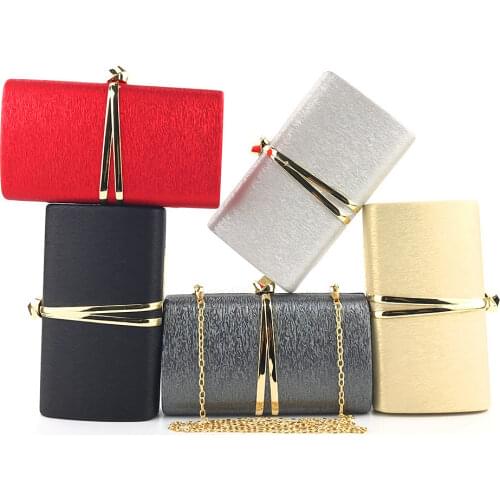 2021 Womens evening clutch bag Metal strip luxury designer handbag Bride wedding purse with chain shoulder bag gold/silver