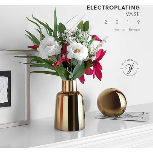 Gold Ceramic Vase Living Room Decor Nordic Decoration Home Flower Vase Table Decoration Modern Wedding Decoration