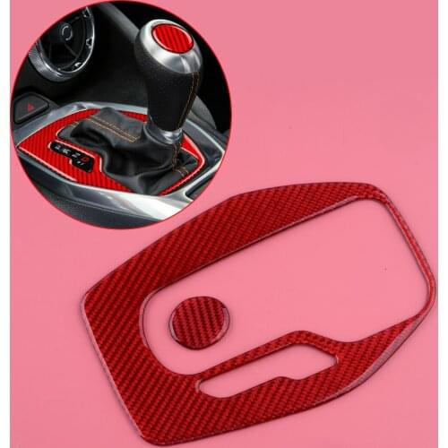 1Set Red Carbon Fiber Car Gear Shift Panel Cover Trim Fit for Chevrolet Camaro 2016 2017 2018 2019 2020