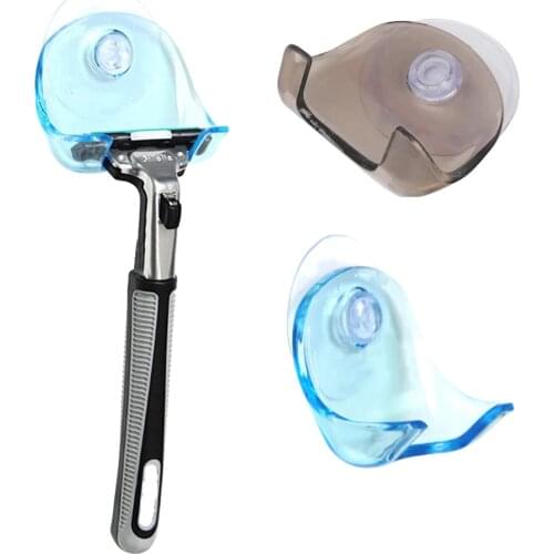 1PC Plastic Shaver Hanging Rack Clear Storage Shelf Bathroom Product Razor Holder Suction Cup Shelf Organizer