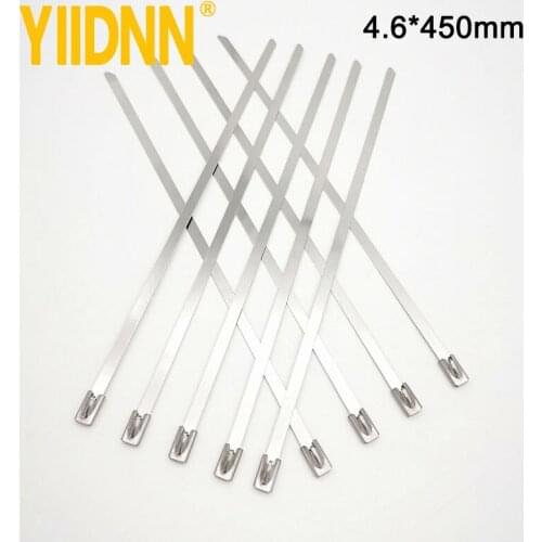 100pcs 0.18 Inches(4.6mm)Wide 0.25mm Thick Stainless Steel Sprayed Cable Tie, 450mm Long