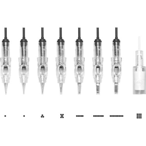 100pcs Easy Click Tattoo Needles 1R 3R 5R 3F 5F Permanent Makeup Cartridges 600D-G For Eyebrow Tattoo Microblading PMU Machine