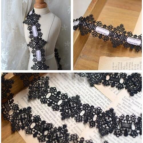 2 Meters 3.8cm Width Black Lace Trim Flower DIY Handmade Material Apparel Accessories Embroidery White Guipure Lace Trimmings