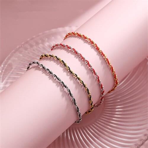 2021 Trendy Rope Black Red Bracelets For Women Jewelry Fashion Silver Plated Girls Bracelet Gold Party Accessories Lady Present