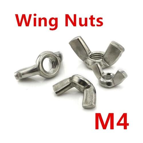 25 pieces 304 Stainless steel Wing Nuts Butterfly Nuts M4 Metic Threaded Freeship