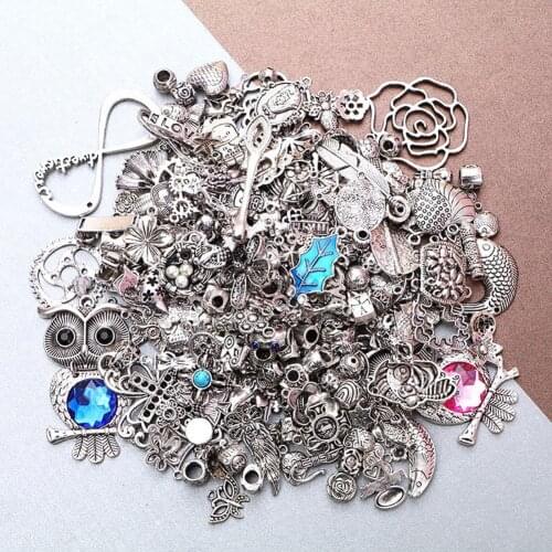 50g Antique Mixed Earrings Necklace Jewelry Pendant Charms DIY Craft Accessories