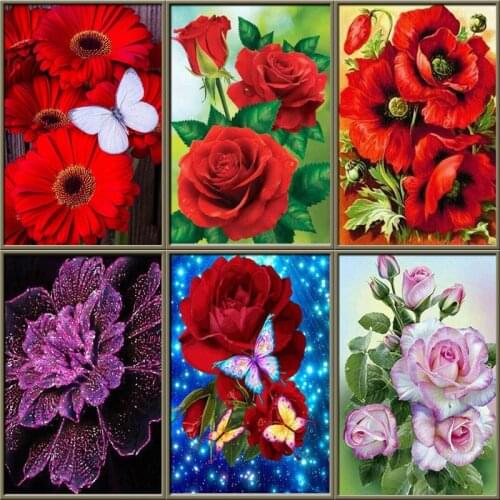 ZOOYA Diamond Embroidery Full Round Flowers Diy Diamond Mosaic Flowers Kit Diamond Painting Cross Stitch Rhinestone Diamond Art