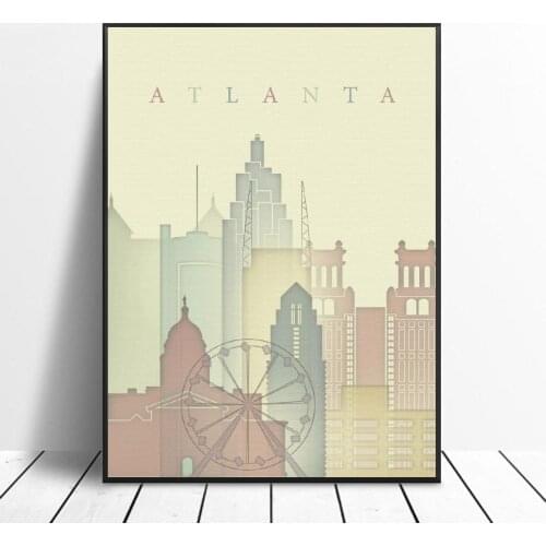 Atlanta Georgia Skyline Canvas Print Wall Art Poster Picture Modern Bedroom Living Room Decoration No Frame