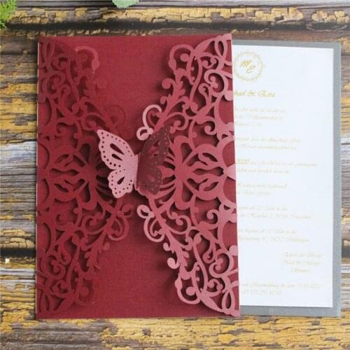 Butterfly lace laser invitation card wedding masquerade ball dinner party invite