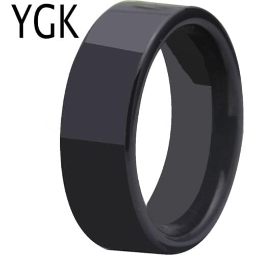 Free Shipping Hot Sales 8MM Width Shiny Black Pipe Ring Comfort Fit Blank Ring New Mens Fashion Tungsten Wedding Ring