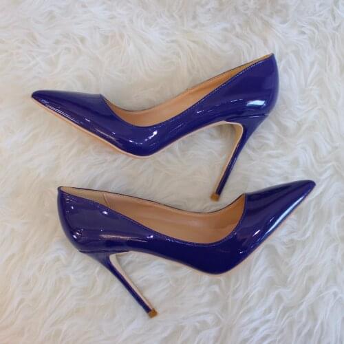 Free shipping fashion women Pumps Royal Blue patent leather platform high heels shoes boots 12cm 10cm 8cm real leather Stiletto