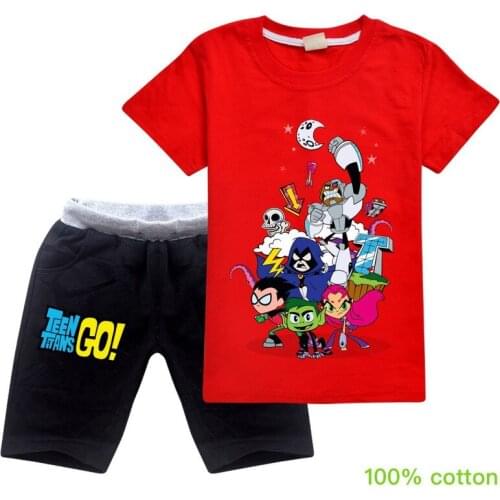 Kids T-Shirt shorts Summer Cartoon Teens Titans GO Boys Girls Clothes Children T-shirts Raven Robin Cyborg Short Sleeve costume