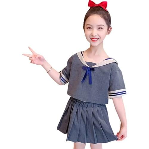Kids Summer Clothes Girls Tshirt + Skirt 2PCS Girls Clothing Patchwork Clothes Girl Casual Style Tracksuit Kids