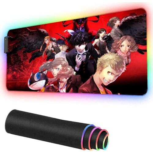Persona 5 Mouse pad gamer Cool RGB with LED Computer Esports games speed Gamer Keyboard Desk Mat 30X60/40X90CM mousepadXXL