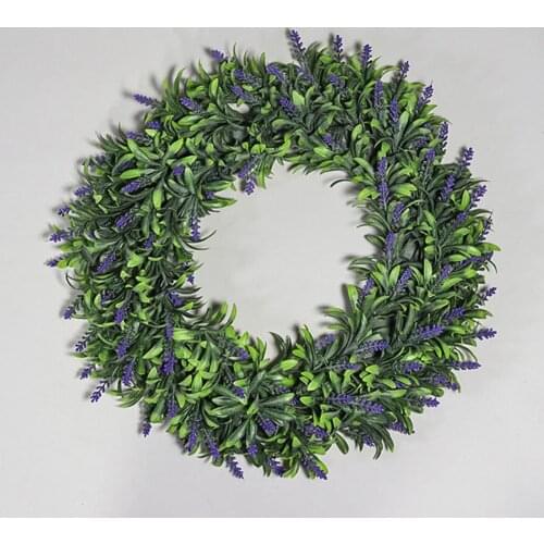 Artificial Lavender Wreath Decorative Garland for Front Door Wall Decor