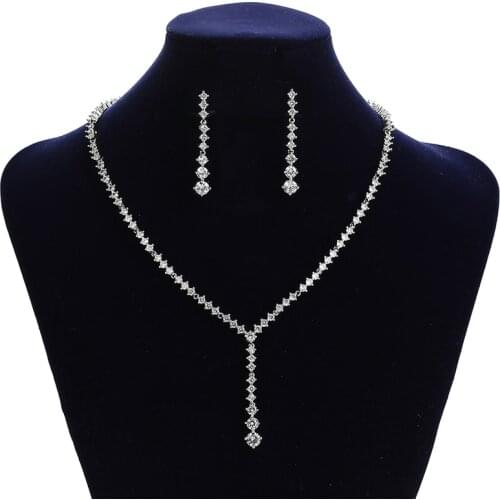Jewelry Set HADIYAMA Simple Necklace And Earrings Set Women Wedding Jewelry Sets High Quality Zirconia CN845 Conjunto de joyas