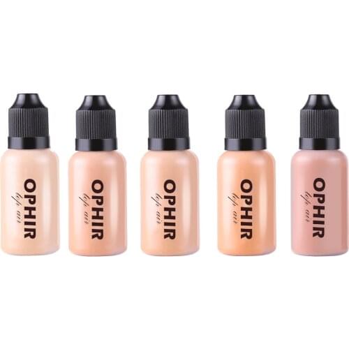 OPHIR Pro Airbrush Makeup Foundation Inks 5 Colors Air Foundation for Face Paint Make-up Salon Cosmetic Makeup Pigment_TA104