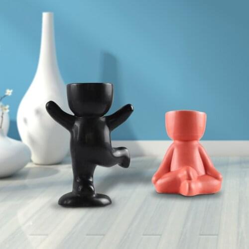 Creative Humanoid Ceramic Flower Pot Vase Plant Pot Ceramic Crafts Personality Succulent Flower Vase Home Desktop Decoration
