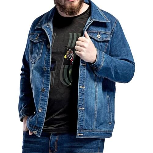 New loose large size retro mens blue denim jacket lapel Japanese denim jacket jacket male