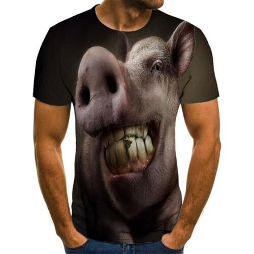 Summer new T-shirt mens street clothes funny pig short-sleeved shirt 2020 animal mens clothes casual 3D printed T-shirt