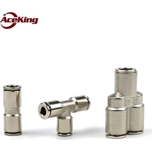 Copper Fittings nickel-plated triple P Y triple t PE straight through PU4-6-8-10-12-16 high pressure PY4-6-8-10-12-16 anti-relea
