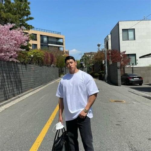 2021 Bodybuilding Sport Shirt Men Short Sleeve Workout Gym T-shirt Men Cotton Loose Running T Shirt Men Fitness Tops Sport Tees