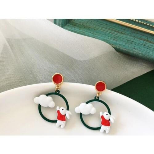 Earrings Uncommonly Cute Earrings For Women Brown Small Bear White Rabbit Sweet Earring 2021 Unique Design Jewelry Girls Gifts