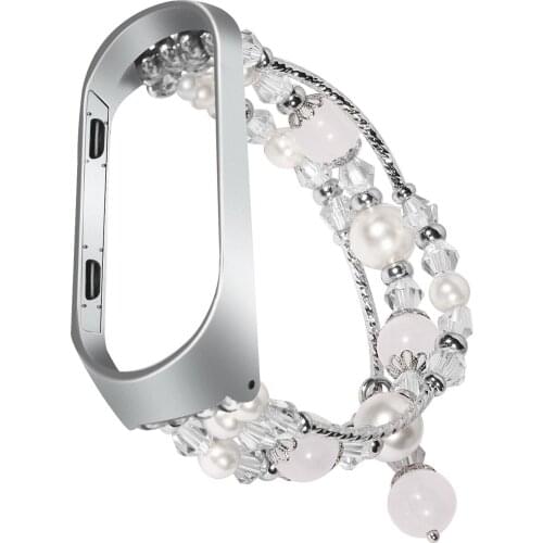 Watch Bracelet for XIAOMI Mi Band 3 Beads Flexible Cord Watch Strap for MIBand 3 With Metal Frame Cover Replacement Wristband