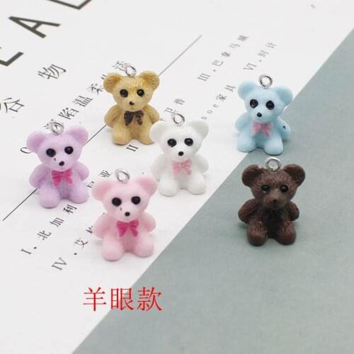 6 kawaii simulation bear resin bears, used to make jewelry handmade earrings DIY jewelry necklace keychain accessories