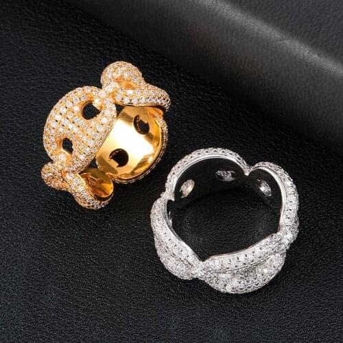 US7 New Arrival Coffee Beans Rings For Men CZ Stones Bling Iced Out Copper Zircon Ring For Men Hip Hop Jewelry Gifts