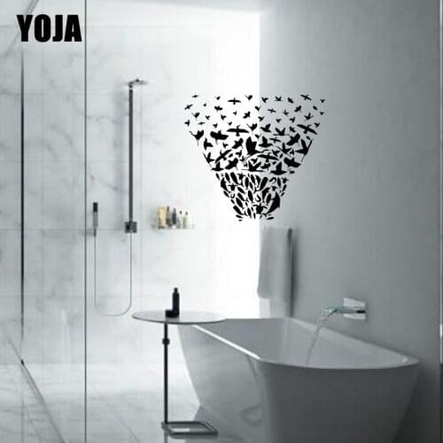 YOJA 26x28.3CM Bathroom Shower Glass Ocean Fish Bird Creative Decal Home Wall Sticker Decoration G2-0420