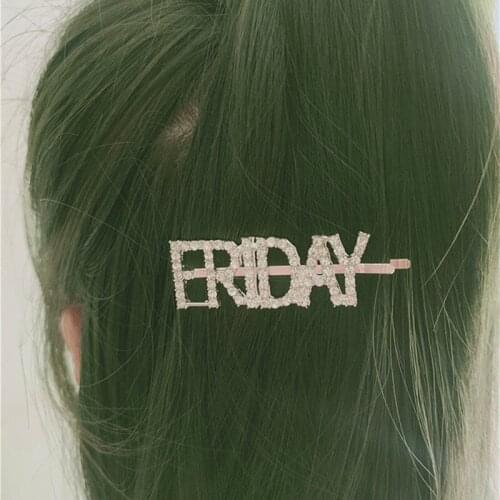 Crystal Word Letter Hair Clips Rhinestone Hairpins Monday Friday Pins Barrettes Hairgrip for Women Girl Accessories Jewelry