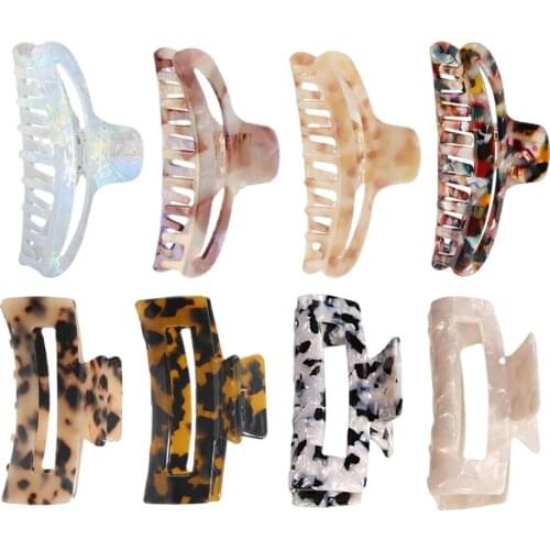 Women Hair Claws Crab Soild Color Hair Clips Rectangle Resin Plastic Geometric Hairpins Girl Decoration Gift Hair Accessories