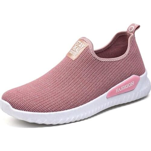 Womens shoes breathable sports running shoes fashion soft bottom round toe flat bottom