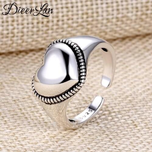 New Trendy Personality Punk Love Heart Rings For Women Lady Resizable Size Rings Party Jewelry Charm Gifts 2021