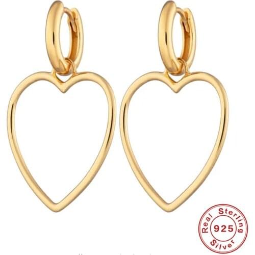 Aide Gold Pendientes Plata 925 Silver Hoop Earrings for Women 2021 Earings Huggies Earring Love Heart Earrings Fine Jewelry Gift