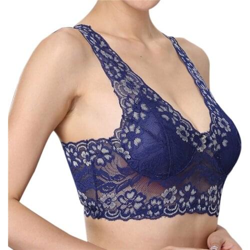 Sexy Solid Color Bra Breathable Comfortable Full Lace Fashion Push UP Underwear ladies Vest-Style Sports Wire Free